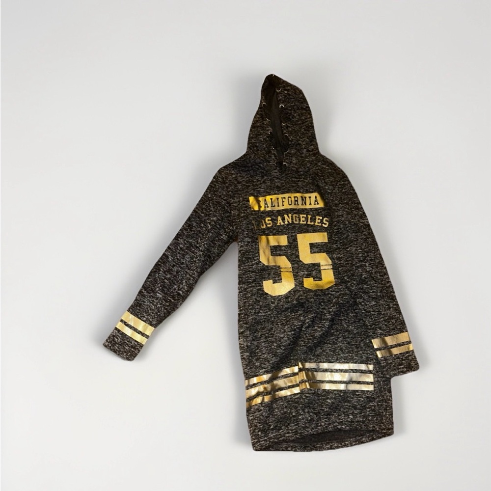 Women's Black and Gold Hooded Dress